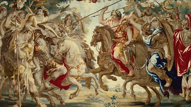 Caesar Defeats the Troops of Pompey, from 'The Story Caesar and Cleopatra', Flanders, c. 1680c. 1680. Woven at the workshop of Gerard Peemans, after a design by Justus van Egmont. Detail from a larger...