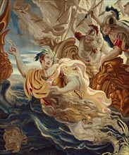 Caesar Throws Himself into the Sea, from 'The Story of Caesar and Cleopatra', Flanders, c. 1680. Woven at the workshop of Willem van Leefdael, after a design by Justus van Egmont. Detail from a larger...