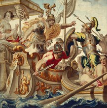 The Battle of Actium, from 'The Story of Caesar and Cleopatra', Brussels, c. 1680. Woven at the workshop of Willem van Leefdael, after a design by Justus van Egmont. Detail from a larger artwork.