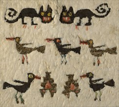 Feathered Tunic, Peru, 1470/1532. Cat and bird motif embellished with rare and valuable feathers from macaws, parrots, toucans, cotingas and tanagers from the tropical forests of South America, transp...