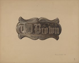 Door Plate, 1939. (Note. Name T.D. Brown)
