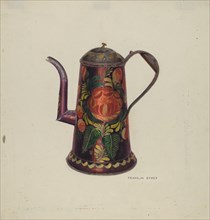 Toleware Tin Teapot, c. 1940.