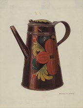 Toleware Tin Teapot, c. 1940.