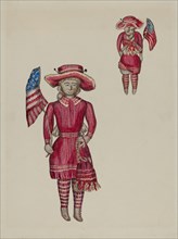 Knitted Doll with Flag, c. 1937.