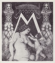 Initial Letter M (Venus) to Volpone, 1898. Creator: Aubrey Beardsley.