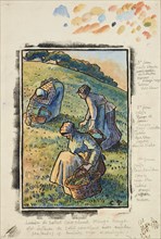 Women weeding the grass, 1845 - 1903. Creator: Camille Pissarro.