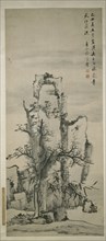 Landscape with trees and rocks, June 1685. Creator: Luo Mu.