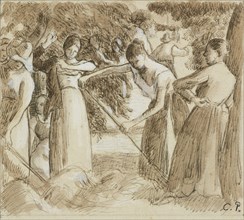 Compositional study of a harvesting scene, 1845 - 1903. Creator: Camille Pissarro.