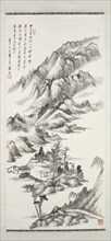 Mountain landscape with buildings, 1941. Creator: Tang Di.