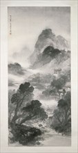 Landscape with a figure and buildings, 1897. Creator: Wu Qingyun.