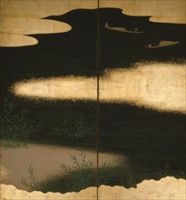 Six-fold screen depicting tales of Ise, 1617-1691. Creator: Tosa Mitsuoki.