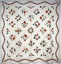 Bedcover (Flowers and Fruit Bedcover), United States, 1847. Creator: Unknown.
