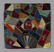Fragment from Bedcover (Crazy Quilt Block), United States, c. 1884. Creator: Unknown.