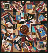 Bedcover (Crazy Quilt), United States, 1885. Creator: Unknown.