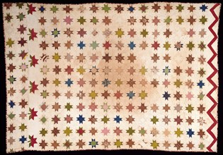 Bedcover (Feathered Edge Star Quilt), United States, 1875/1900. Creator: Unknown.