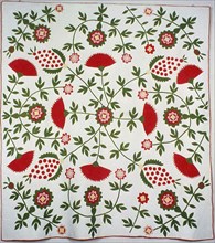 Bedcover (Cockscomb, Rose Tree and Pineapple Quilt), United States, c. 1840. Creator: Unknown.