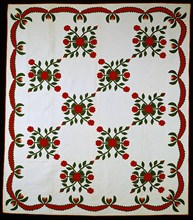 Bedcover (Peony Quilt), United States, c. 1840. Creator: Unknown.