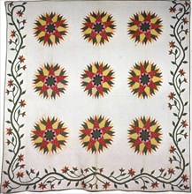 Bedcover (Slashed Star or Rose Window Quilt), United States, c. 1840. Creator: Unknown.