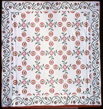 Bedcover in "Pomegranate" Pattern, United States, c. 1840. Creator: Unknown.