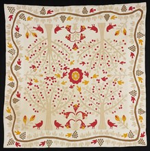 Bedcover (Cherry Trees and Robins Bride's Quilt), United States, 1820/50. Creator: Unknown.