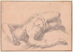 Study of a Nude Man, 1645-51. Creator: Abraham Bloemaert.