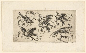 Ornament Panels with Birds: Plate 6, 1617. Creator: Adrian Muntink.
