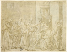 Saints Peter and Paul Disputing with Simon Magus before Nero (recto); Five Scenes from the Story..., Creator: Andrea Boscoli.
