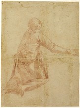 Kneeling Figure from the Back (recto); Three Half-length Studies of Veiled Female Figure..., 1595/16 Creator: Andrea Boscoli.