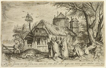 Landscape with Gypsy Women Near a Farm Building, c. 1610. Creator: Andries Stock.