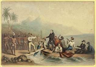 The Reception of the Rev. J. Williams, at Tanna in the South Seas, the Day Before He was..., 1841. Creator: George Baxter.