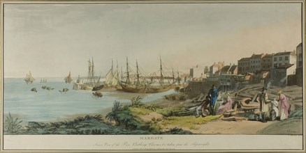 Margate, Inner View of the Pier, Bathing Rooms, and taken from the Shipwrights, June 1, 1805. Creator: John Raphael Smith.