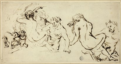 Sketches of Nymph, Satyr and Putto, n.d. Creator: John Vanderbank.