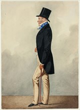 Portrait of Man in Black Coat and Blue and White Cravat, 1835/40. Creator: Richard Dighton.