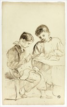 Two School Boys, c. 1830. Creators: Thomas Jones Barker, Thomas Barker.