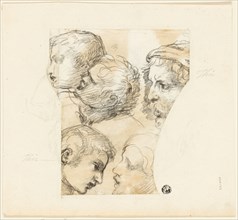 Sketches of Male Heads (recto); Two Old Women (verso), n.d. Creator: Thomas Patch.