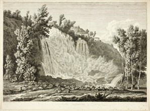 Waterfall Above Tivoli, from Malerisch radirte Prospecte aus Italien, 1792. Creator: Albert Christoph Dies.