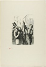 At the Universal Exhibition: The producer of felt hats. Here you can see a l..., 1867, printed 1920. Creator: Charles Maurand.