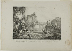 View of the Temple of the Sun and Moon from the Coliseum in Rome, 1817. Creator: Claude Thiénon.