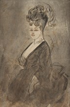 Three-Quarter Length Portrait of a Woman, 1865/70. Creator: Constantin Guys.
