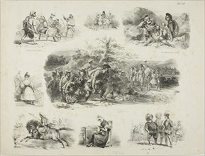 Sheet of Sketches, 1829. Creator: Auguste Raffet.