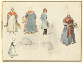 Sheet of Sketches: Men, Women and Mice, n.d. Creator: Auguste Raffet.