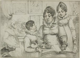 Family Group (Woman Reading to Two Children), c. 1820. Creator: Vivant Denon.