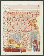 Interior with Pink Wallpaper I, plate five from Landscapes and Interiors, 1899. Creator: Edouard Vuillard.