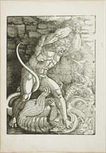 Hercules Killing the Lernean Hydra, from Scenes from the Life of Hercules, c. 1528. Creator: Gabriel Salmon.