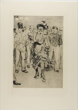 Plate from l'Assommoir (dancing woman with circle of onlookers), 1879. Creator: Gaston la Touche.