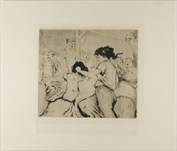 Plate from l'Assommoir (two women fighting, with onlookers), 1878. Creator: Gaston la Touche.