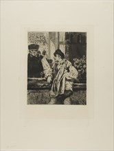 Plate from l'Assommoir (man leaning on bar), 1878. Creator: Gaston la Touche.