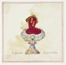 Sketch of Jewelled Antique Bust in the Medici Collection, Florence, n.d. Creator: Giuseppe Grisoni.