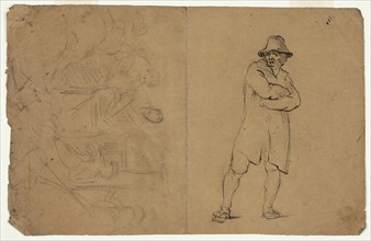 Two Sketches: Standing Man with Arms Folded and Group of Figures, n.d. Creator: Jean-Baptiste Carpeaux.