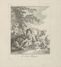 The Young Shepherdess, plate two from Divers Habillements des Peuples du Nord, 1765. Creator: Jean Baptiste Le Prince.